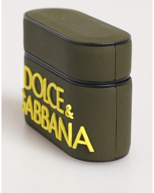 Dolce & Gabbana Green Rubber Logo Embossed Accessory Airpods Case