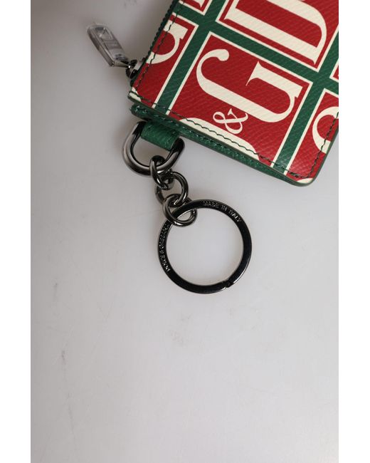Dolce & Gabbana Metallic Calf Leather Logo Print Monogram Card Holder Wallet for men