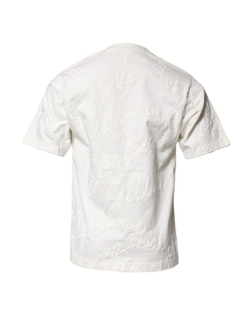 Dolce & Gabbana White Embossed Logo Short Sleeve Tee for men