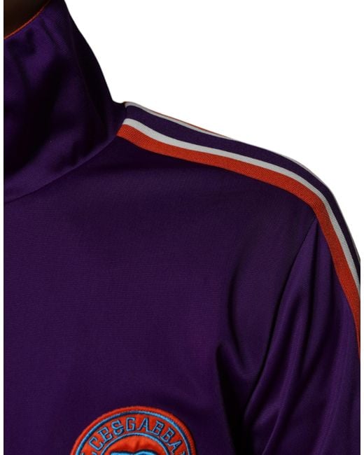 Dolce & Gabbana Purple Polyester Full Zip Long Sleeve Sweater for men