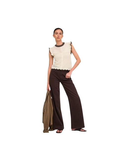 Jacqueline De Yong Natural Cotton Sleeveles T-Shirt