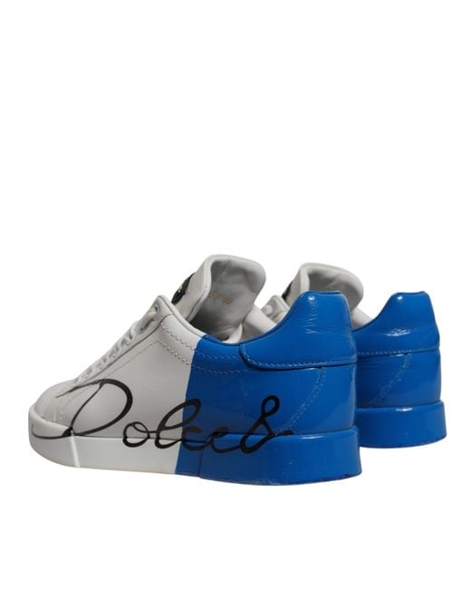 Dolce & Gabbana Blue Logo Portofino Sneakers Shoes