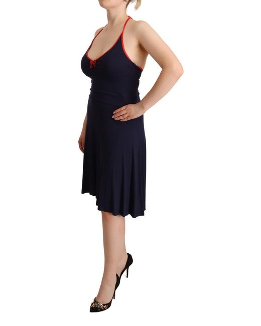 Rocco Barocco Black Cotton Midi Halter Dress
