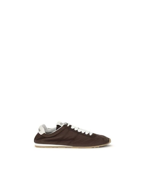 Miu Miu Brown Calf Leather Bos Taurus Low Top Sneakers