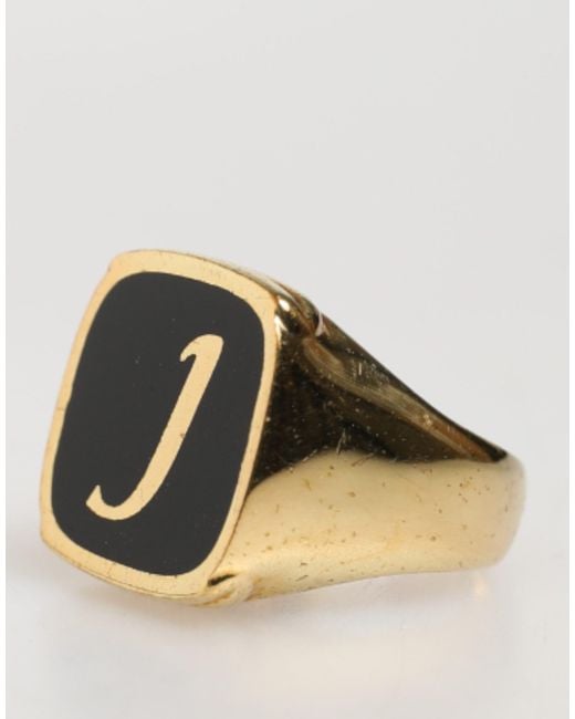 Dolce & Gabbana Black Tone Real Brass Enamel "J\ Adjustable Rings for men