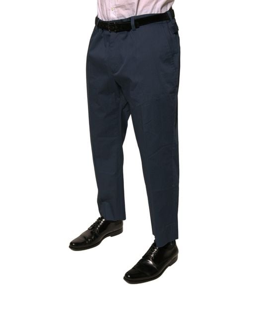 Dolce & Gabbana Blue Stretch Cotton Pants for men
