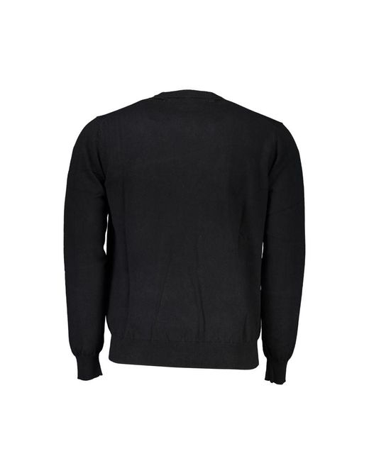 Harmont & Blaine Black Elegant Crew Neck Embroidered Sweater for men