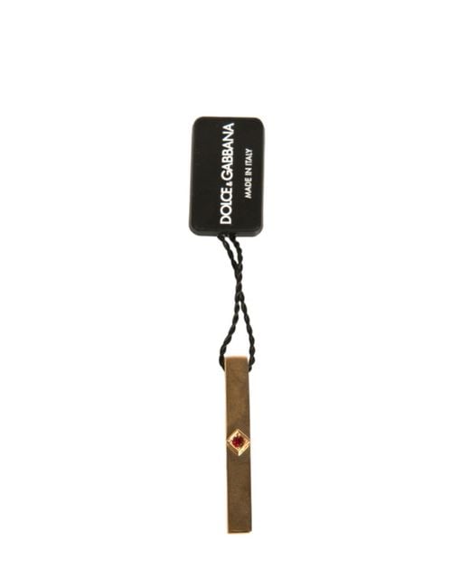 Dolce & Gabbana Natural Tone Brass Crystal Branded Tie Clip Bar for men
