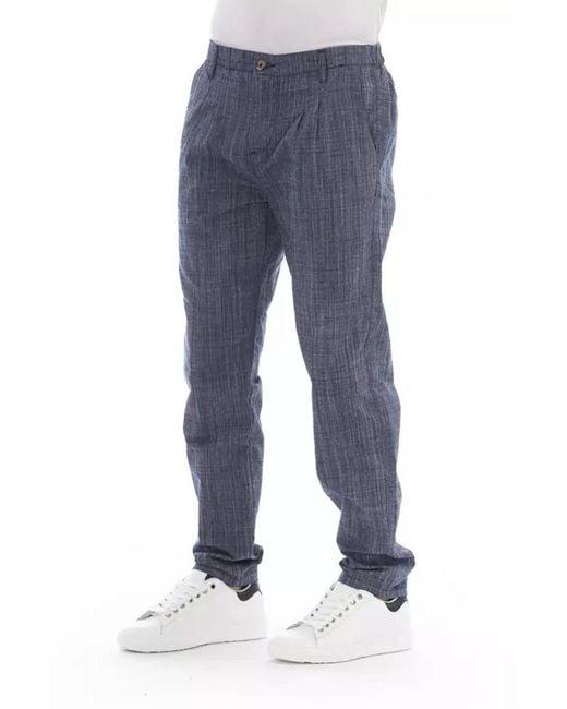 Baldinini Blue Cotton Chino Pants for men