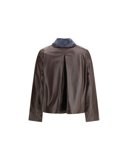 Marni Brown Leather Leather Jacket