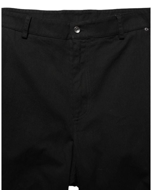 Dolce & Gabbana Black Mid Waist Straight Trouser Pants Cotton for men