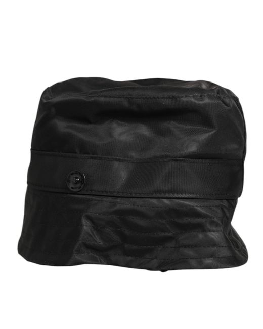Dolce & Gabbana Black Wide Brim Nylon Bucket Hat