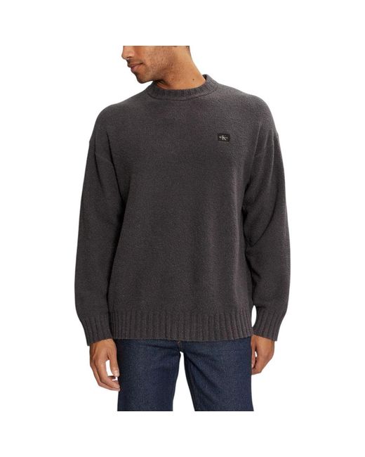 Calvin Klein Black Gray Cotton Sweater for men