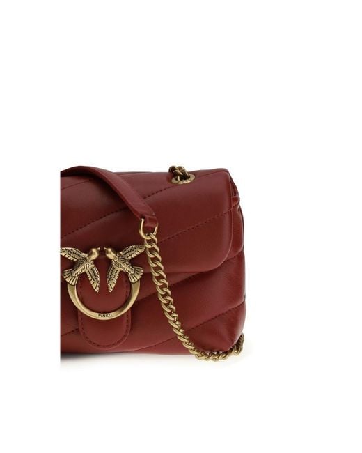 Pinko Red Calf Leather Bos Taurus Shoulder Bag