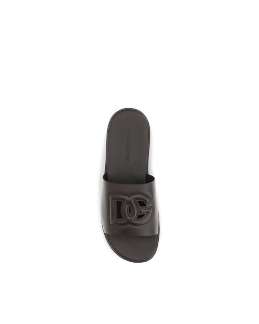 Dolce & Gabbana Multicolor Brown Calf Leather Bos Taurus Flat Sandals for men