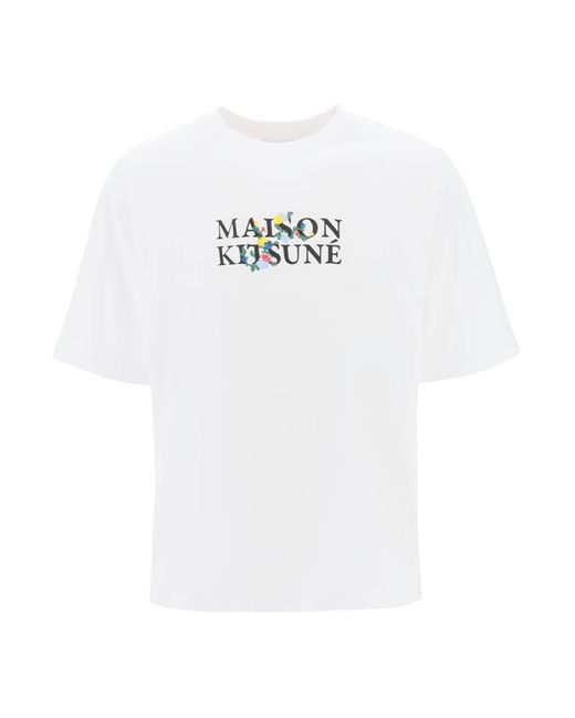 Maison Kitsuné White Flowers Logo Oversized T for men
