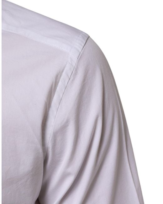Dolce & Gabbana Purple White Cotton Gold Long Sleeves Formal Men Shirt for men