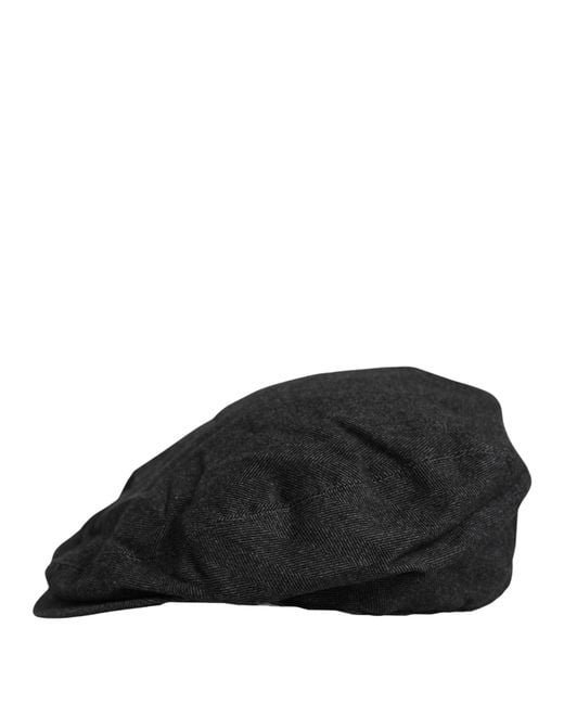Dolce & Gabbana Men Black Cotton Flat Cloth Newsboy Cap Hat for men
