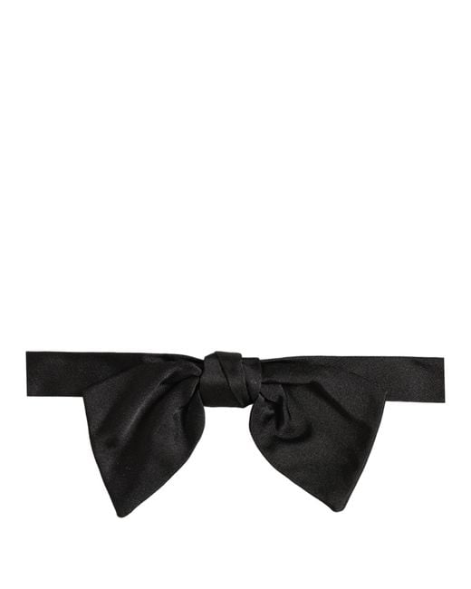 Dolce & Gabbana Men Black 100% Silk Adjustable Neck Papillon Bow Tie for men