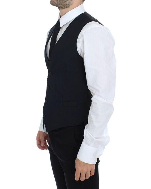 Dolce & Gabbana Blue Elegant Wool Dress Vest for men