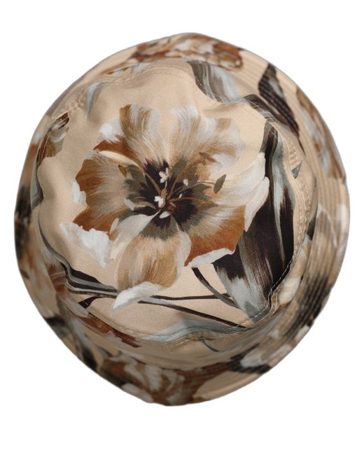 Dolce & Gabbana Natural Men Beige Floral Wide Brim Bucket Capello Hat for men