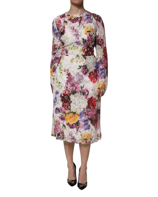 Dolce & Gabbana Red Multicolor Floral Long Sleeve A