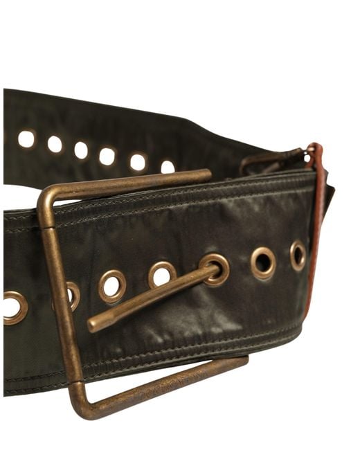 Dolce & Gabbana White Men Black Wide Leather Dg Metal Buckle Belt for men