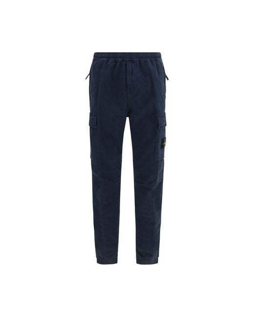 Stone Island Blue Cotton Cargo Pants for men