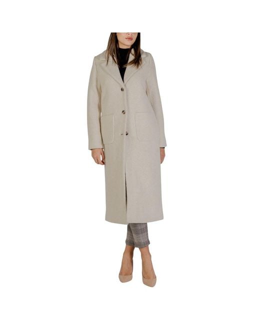 Ichi Gray Cream Wool Coat