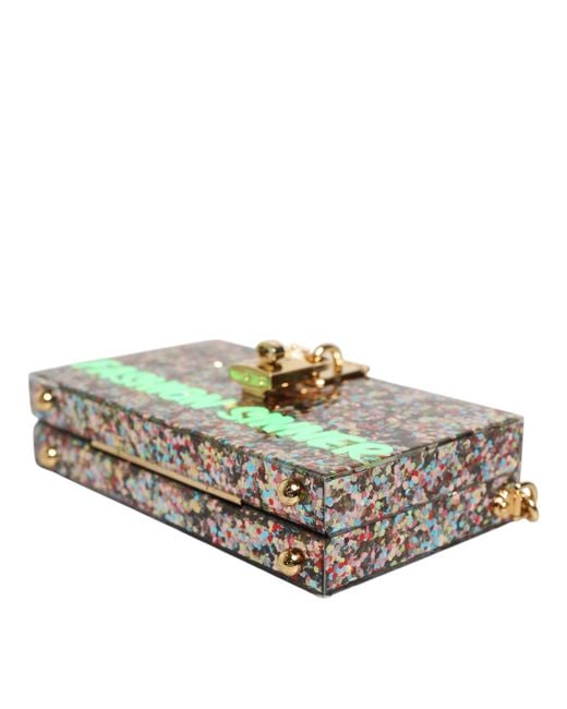 Dolce & Gabbana Metallic Multicolor Pursebox Fashion Sinner Glitter Crossbody Bag