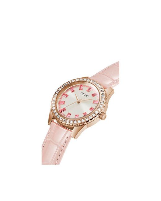 Guess Pink Multicolor Leather Watch