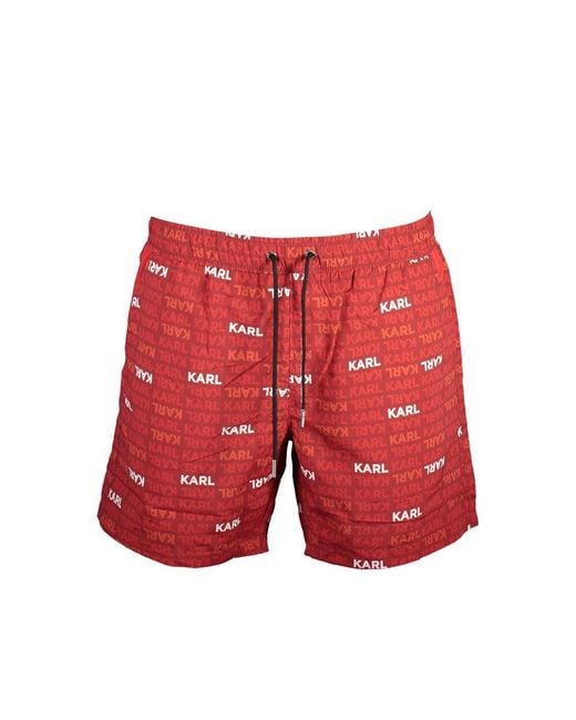 Karl Lagerfeld Red Polyester Swim Boxer for men