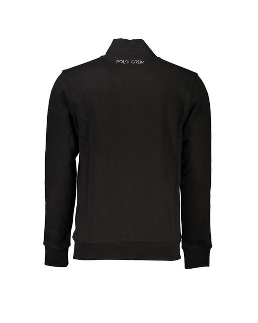 La Martina Black Sleek Cotton Zip Sweater for men