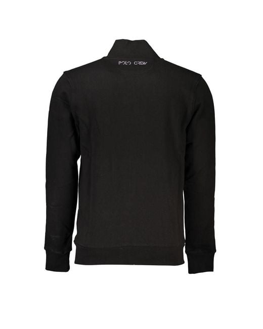 La Martina Black Sleek Cotton Zip Sweater for men