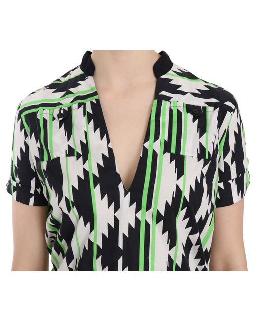 CoSTUME NATIONAL Green Plunging Top Multicolor Tsh3668
