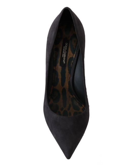 Dolce & Gabbana Black Dolce Gabbana Suede Leather Stiletto Shoes Heels