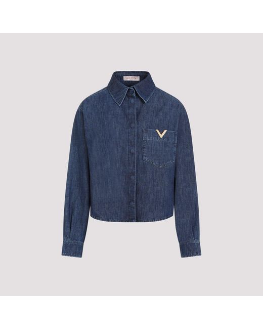 Valentino Medium Blue Cotton Chambray Shirt
