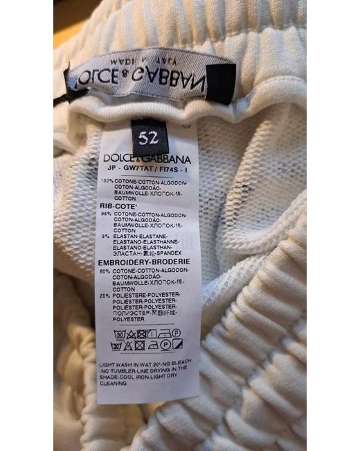 Dolce & Gabbana Natural White Printed Cotton Jogger Sweatpants Pants for men