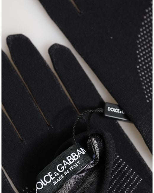 Dolce & Gabbana Black Dg Logo Cotton Hands Mitten Men Gloves for men