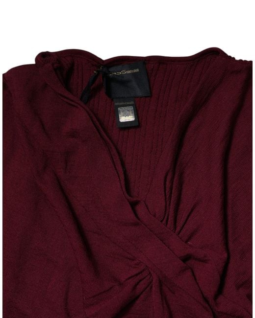Roberto Cavalli Red Keyhole Knit Sweater Twist Neckline