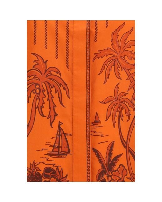 ALÉMAIS Orange Cotton Pattern Shirt
