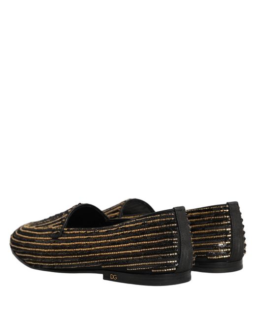 Dolce & Gabbana Black Gold Sequined Men Dress Loafers Shoes for men