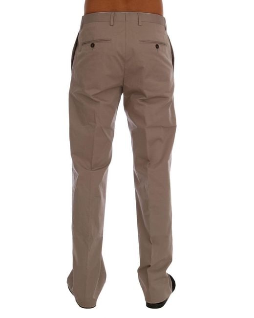 Dolce & Gabbana Brown Cotton Stretch Chinos Pants for men