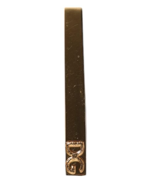 Dolce & Gabbana Metallic Tone Brass Logo Branded Tie Clip Bar for men