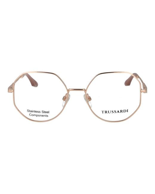 Trussardi Metallic Rose Gold Stainless Steel Glasses (frames)