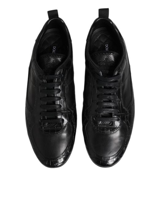 Dolce & Gabbana Black Exotic Leather Low Top Sneakers Shoes for men