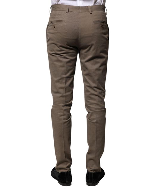 Bencivenga Gray Brown Cotton Tapered Formal Dress Pants for men