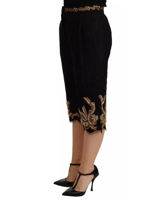 Dolce & Gabbana Black Lace Gold Baroque Special Piece Shorts