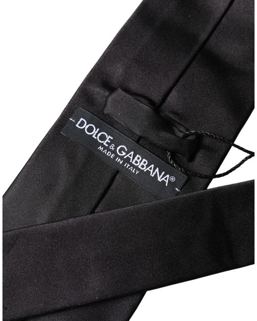 Dolce & Gabbana Black Logo Embroidery Silk Adjustable Necktie Tie for men