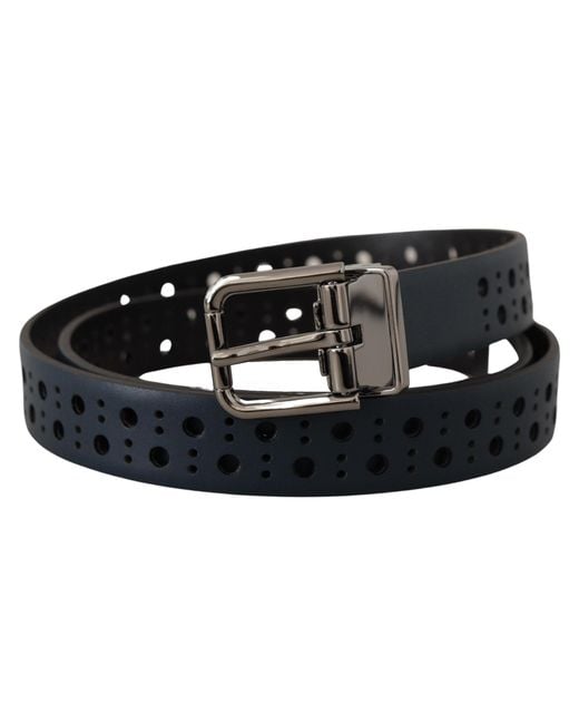 Dolce & Gabbana Black Perforated Leather Belt for men